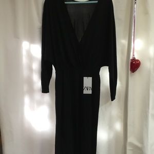 Zara low back sheath dress, cotton, elastic waist, never worn